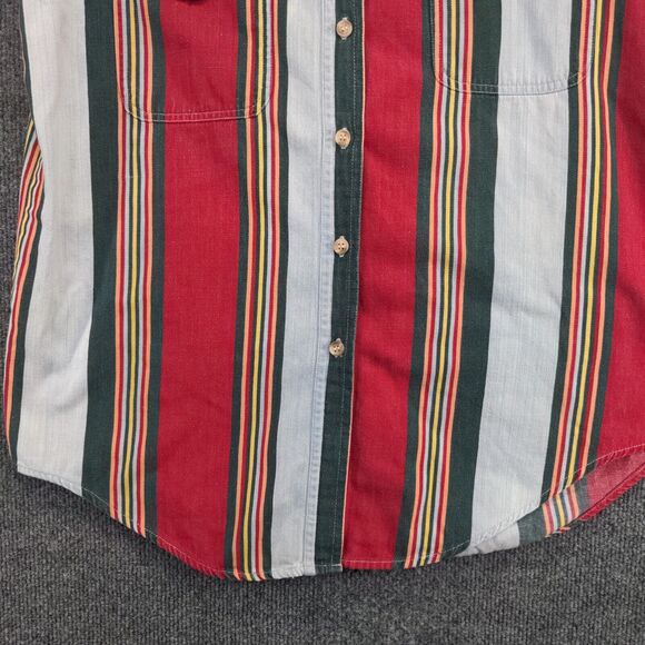 Details Express Mens Button Up Vest Multi-Striped Large Sleeveless Cotton - Picture 4 of 11